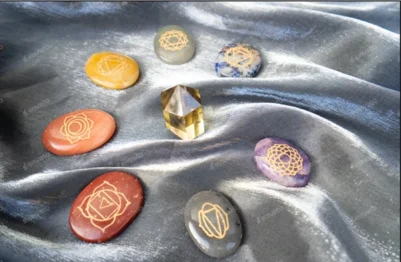 A collection of chakra stones balances in feng shui