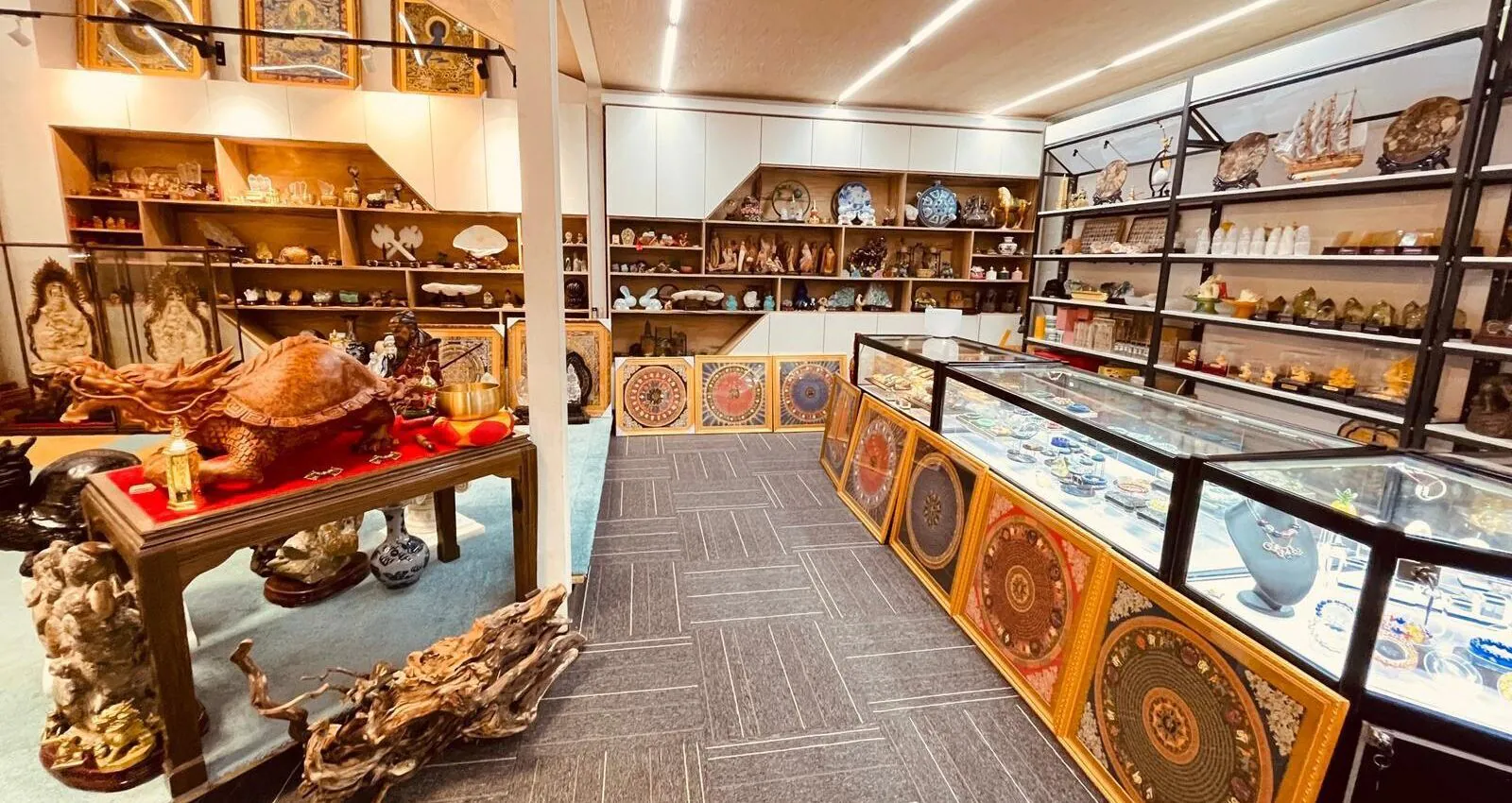A feng shui store showcasing vast array of traditional cures and enhancers