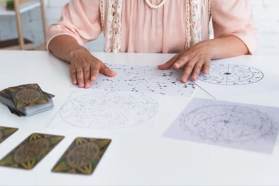A woman reading a Bazi chart.